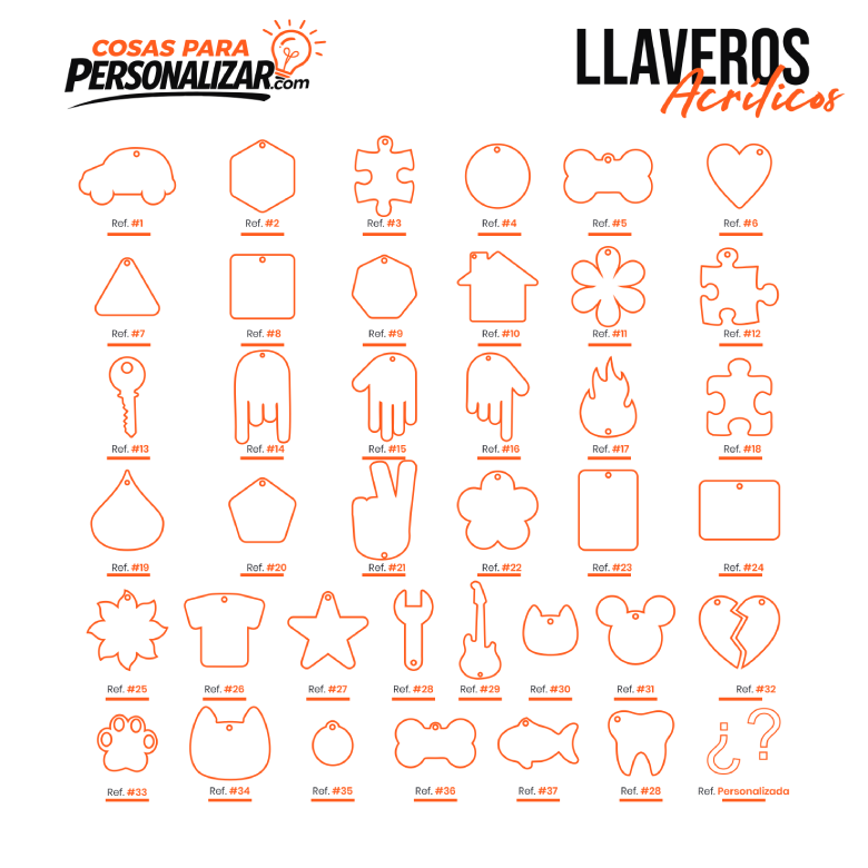 Formas acrílicas para llavero