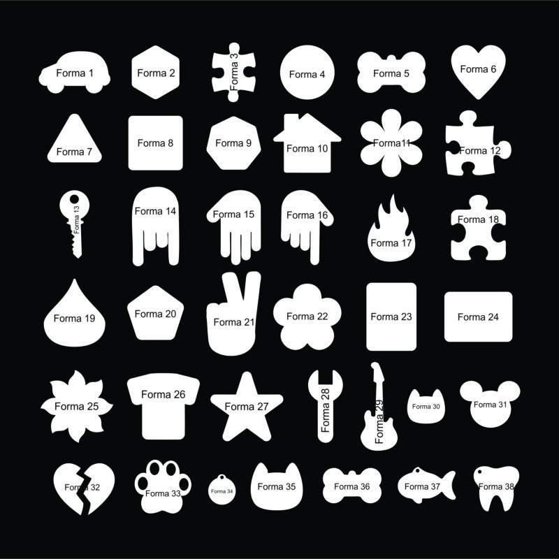 Formas acrílicas para llavero