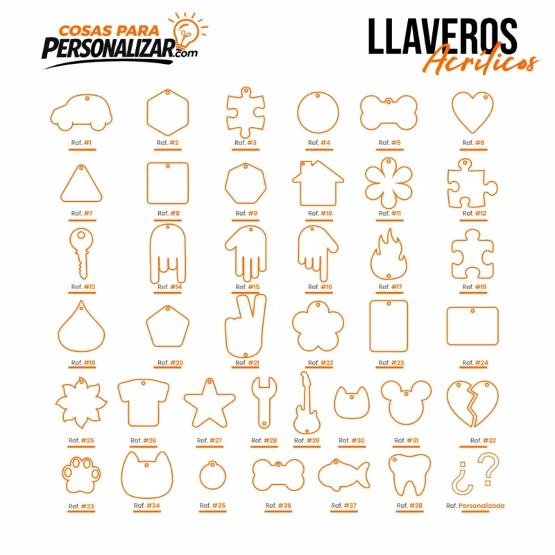 Formas acrílicas para llavero